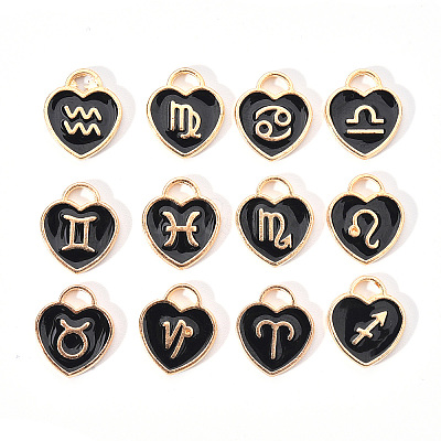 Light Gold Plated Alloy Enamel Pendants ENAM-R055-05B-1