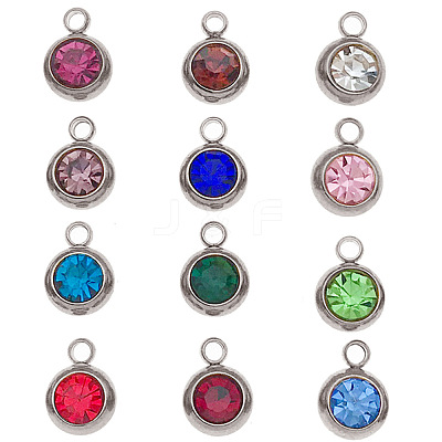 Birthstone 201 Stainless Steel Rhinestone Charms STAS-G368-01P-1