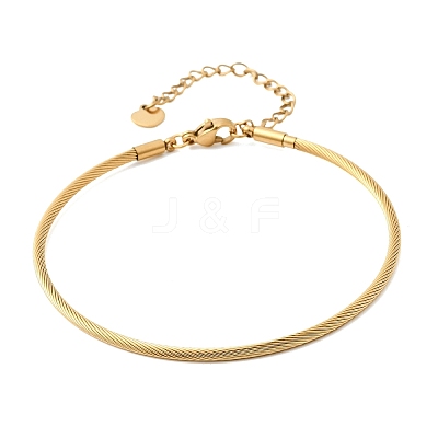304 Stainless Steel Cable Wire Bangles for Women BJEW-P394-03G-1