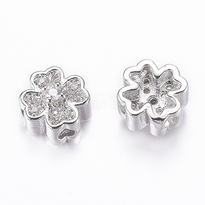 Rack Plating Brass Micro Pave Cubic Zirconia Beads X-ZIRC-A006-04P-02-1