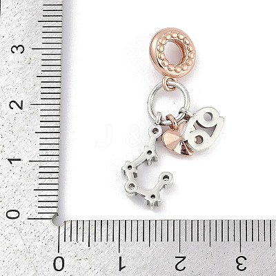 Brass Pendants with Cubic Zirconia European Beads KK-Q015-01F-1