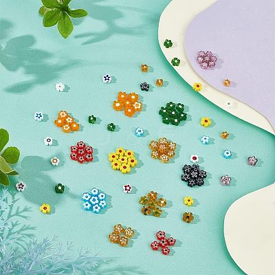 120Pcs 10 Colors Handmade Millefiori Glass Beads LAMP-FH0001-01-1