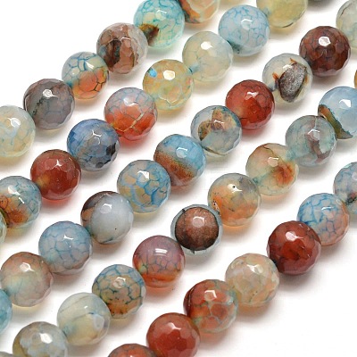 Dyed Natural Agate Faceted Round Beads Strands X-G-E268-20-1
