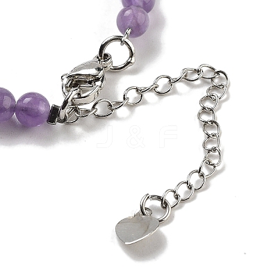 Natural Amethyst Round & Synthetic Non-magnetic Hematite & White Shell Beaded Bracelets for Women BJEW-K251-02F-1