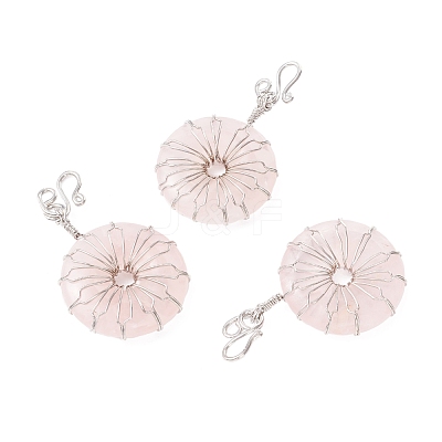 Natural Rose Quartz Big Pendants G-P459-01P-G-1