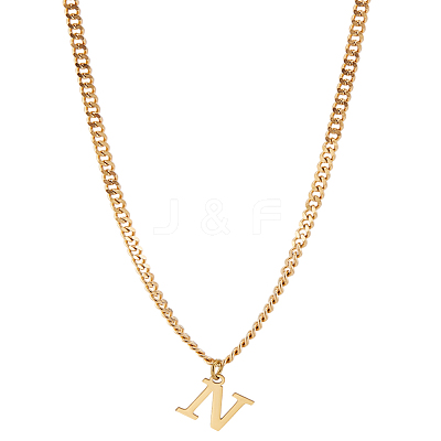 1Pc 304 Stainless Steel Letter Pendant Necklaces NJEW-LP0001-33N-G-1