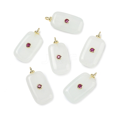 Dyed Natural White Jade Pendants KK-C251-01G-02-1