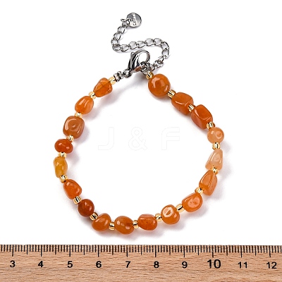 Natural Red Aventurine Beaded Bracelets for Women G-P563-07P-07-1