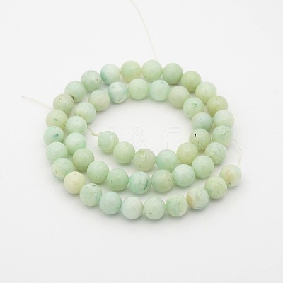 Natural Flower Amazonite Round Bead Strands G-P070-33-4mm-1