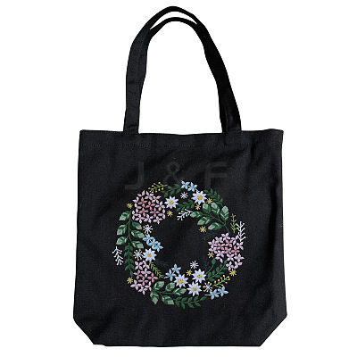 DIY Flower Wreath Pattern Tote Bag Embroidery Kit PW22121376717-1