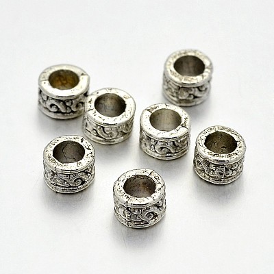 Tibetan Style Alloy Column Spacer Beads PALLOY-E381-07AS-NR-1