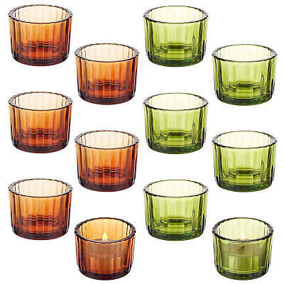 12Pcs 2 Colors Transparent Glass Candle Holders DJEW-GA0001-58-1