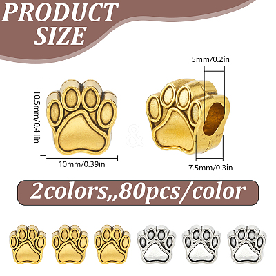 160Pcs 2 Colors Tibetan Style Alloy European Beads FIND-DR0002-29-1