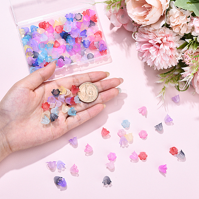 160Pcs 8 Colors Acrylic Bead Caps SACR-YW0001-78-1