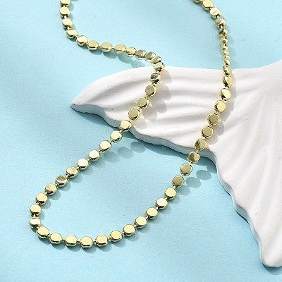 Brass Flat Ball Chain Necklaces for Women NJEW-U035-01G-1