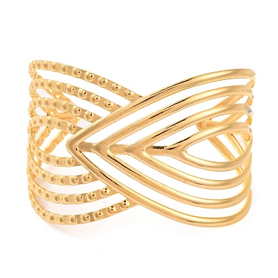 304 Stainless Steel Open Cuff Bangles for Women BJEW-G711-01G-G-1