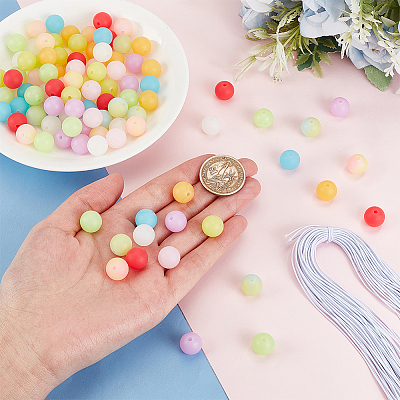 100Pcs 10 Colors Round Luminous Silicone Beads SIL-PH0001-20-1