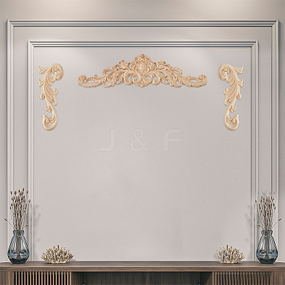 8Pcs 2 Styles Natural Solid Wood Carved Onlay Applique Craft AJEW-DC0001-61-1