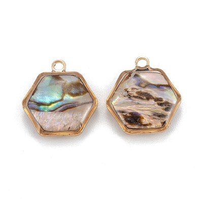 Natural Paua Shell Pendants KK-K252-05G-02-1