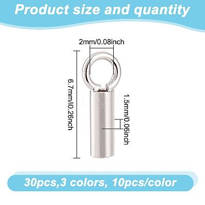 30Pcs 3 Colors 925 Sterling Silver Cord Ends FIND-GO0002-60-1
