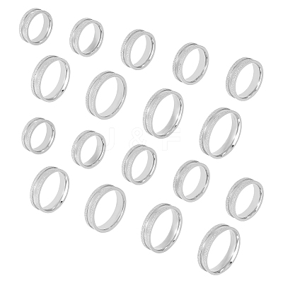 18Pcs 9 Size 201 Stainless Steel Grooved Finger Ring for Men Women STAS-UN0045-60B-P-1