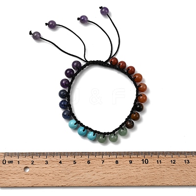Adjustable Natural & Synthetic Mixed Gemstone Beads Braided Bead Bracelets for Men Women BJEW-L713-B05-1