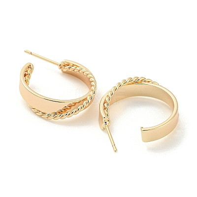 Brass Ring Stud Earrings EJEW-K264-08G-1