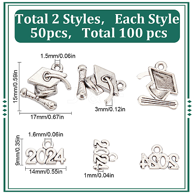 100Pcs 2 Styles Tibetan Style Alloy Charms TIBE-SC0001-88-1