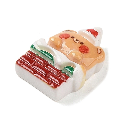 Christmas Bear Theme Opaque Resin Decoden Cabochons RESI-S397-02G-1