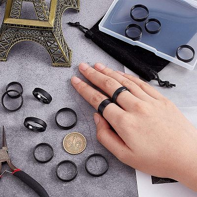 14Pcs 7 Size 201 Stainless Steel Plain Band Ring for Men Women RJEW-DC0001-06A-1