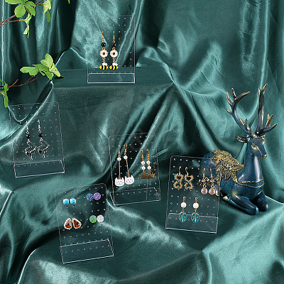 6Pcs Organic Glass Slant Back Jewelry Display Stands ODIS-CP0001-05-1