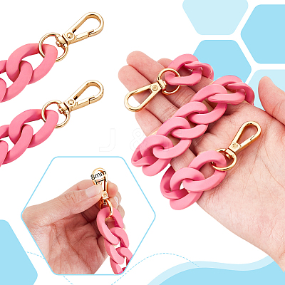 Acrylic Twisted Chain Bag Chains with Alloy Clasps PURS-WH0008-20B-1-1