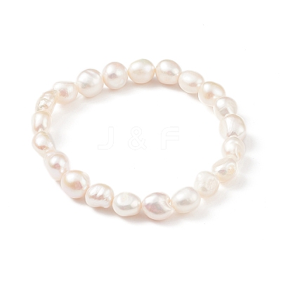 Natural Baroque Keshi Pearl Beaded Stretch Bracelet for Women BJEW-JB08910-1