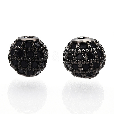 Rack Plating Brass Cubic Zirconia Beads ZIRC-S001-6mm-B04-1
