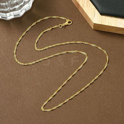 1.5mm Rack Plating Brass Singapore Chain Necklaces for Women Men MAK-L044-22G-1