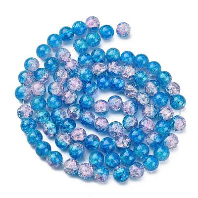 1Strand Two Tone Transparent Crackle Glass Round Beads Strands X-CCG-Q001-10mm-19-1