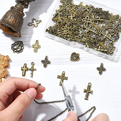 100 Pcs 20 Styles Tibetan Style Alloy Pendants FIND-CJ0003-90-1