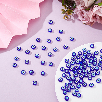 2Strands Handmade Evil Eye Lampwork Beads Strands LAMP-HY0001-14-1