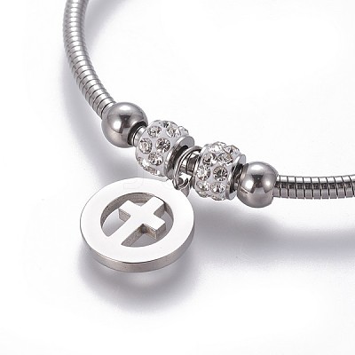 304 Stainless Steel Charms Bangles BJEW-P258-08P-1