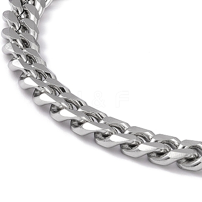 Tarnish Resistant 201 Stainless Steel Curb Chain Bracelet with 304 Stainless Steel Clasps for Men Women BJEW-M235-02A-P-1