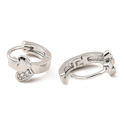 Brass Micro Pave Cubic Zirconia Hoop Earrings EJEW-D078-13P-1