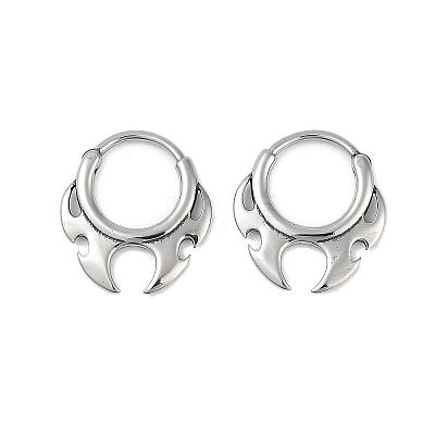 Fire Shaped 316 Surgical Stainless Steel Hoop Earrings LS-EJEW-G416-35P-1