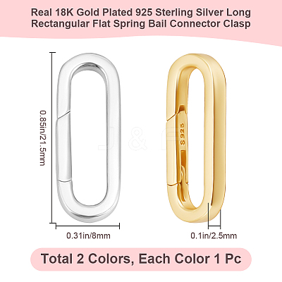 2Pcs 2 Colors 925 Sterling Silver Spring Gate Rings STER-BBC0008-02-1