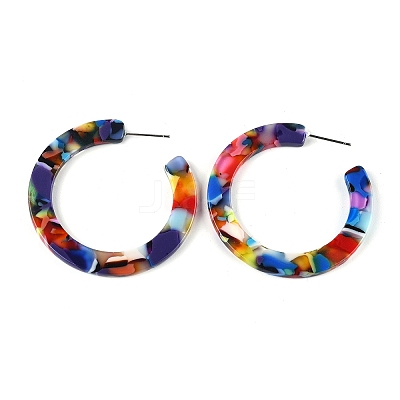Cellulose Acetate(Resin) Half Hoop Earrings X-KY-S163-374-1