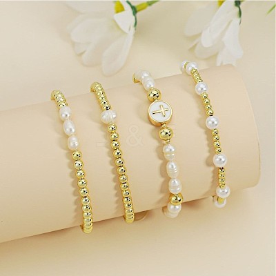 Natural Pearl Beaded Stretch Bracelets for Women ST8151-1-1