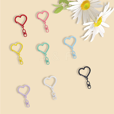 48Pcs 8 Colors Spray Painted Zinc Alloy Spring Gate Rings FIND-SP0004-03-1