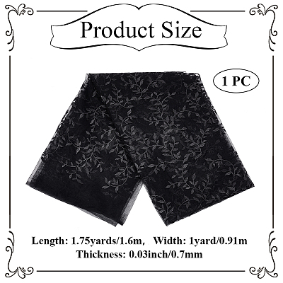 Polyester Leaf Lace Embroidery Fabrics DIY-WH20081-073A-1