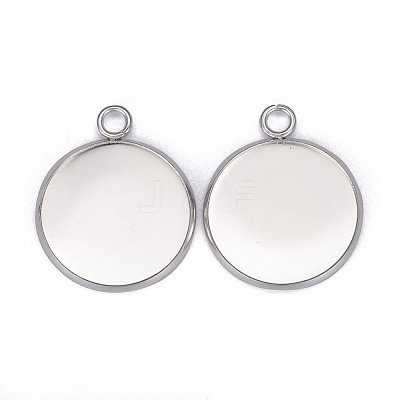 304 Stainless Steel Pendant Cabochon Settings X-STAS-F191-14S-G-1