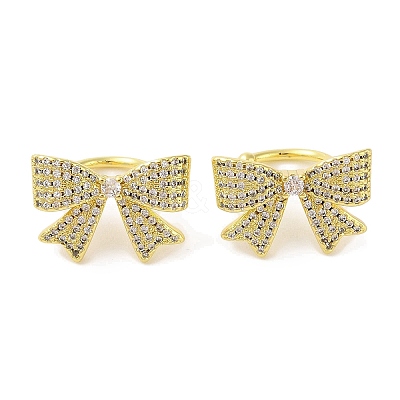 Brass Micro Pave Clear Cubic Zirconia Cuff Earrings for Women EJEW-I305-22G-1