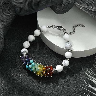 Natural Howlite Beaded Bracelet BJEW-TA00402-02-1